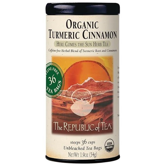 Organic Turmeric Cinnamon Herbal Tea 36 Bags Caffeine-Free