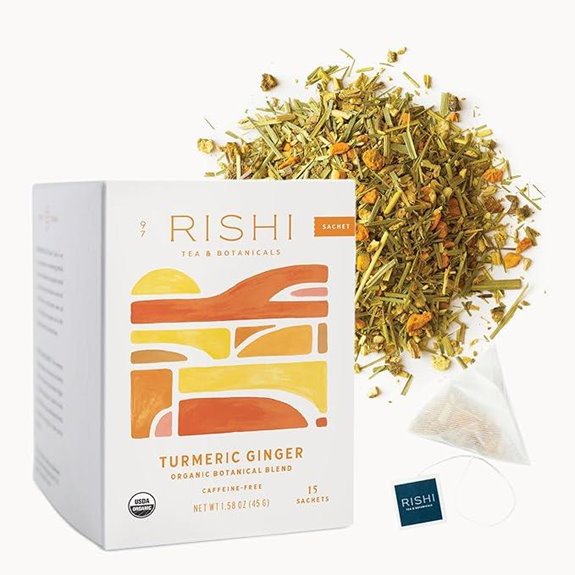 Rishi Turmeric Ginger Herbal Tea Caffeine Free