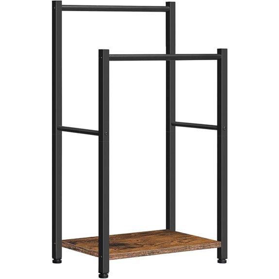 HOOBRO 2-Tier Towel & Blanket Rack Rustic Brown/Black